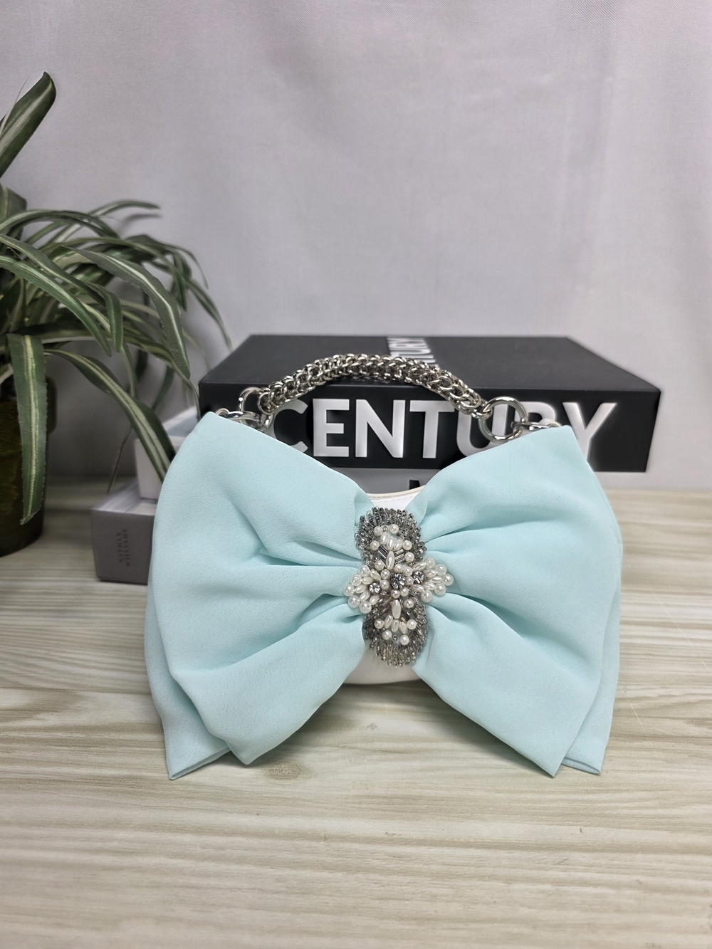 Urban Outfitters Custom Mint Bow Mini Bag with Crystal Pearl Accent